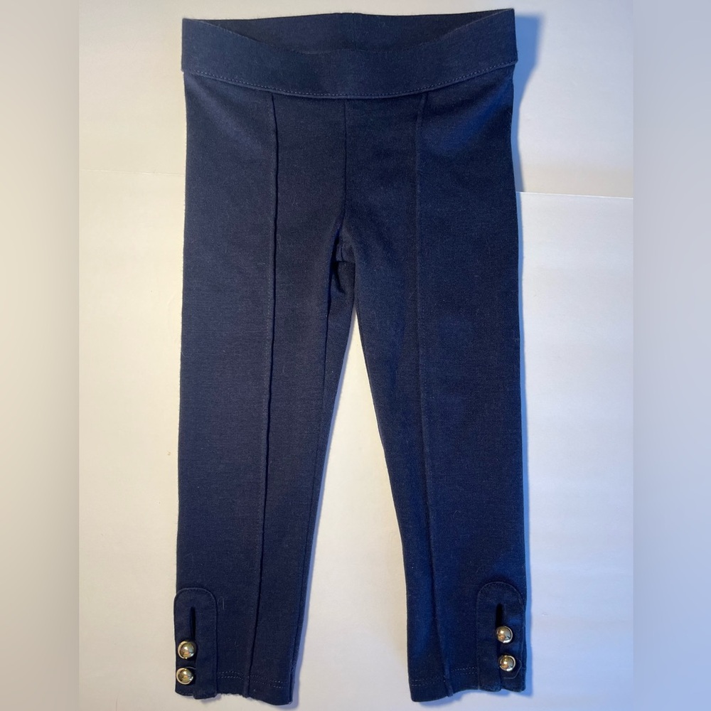 Janie And Jack 2T Button Cuff Knit Pants Leggings Navy W/‎ Gold Buttons